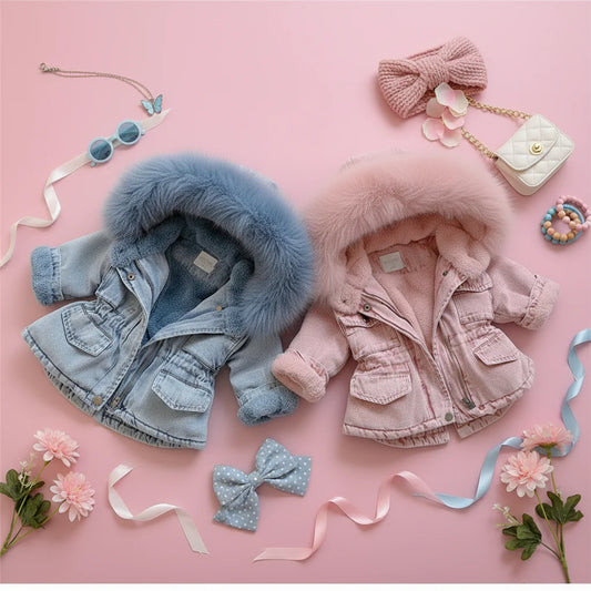 FurDream – Denim Look – Winter Jacket with Hood