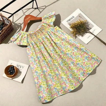 Floral Dress – Light & Airy – Girls Flutter Sleeve Dress
