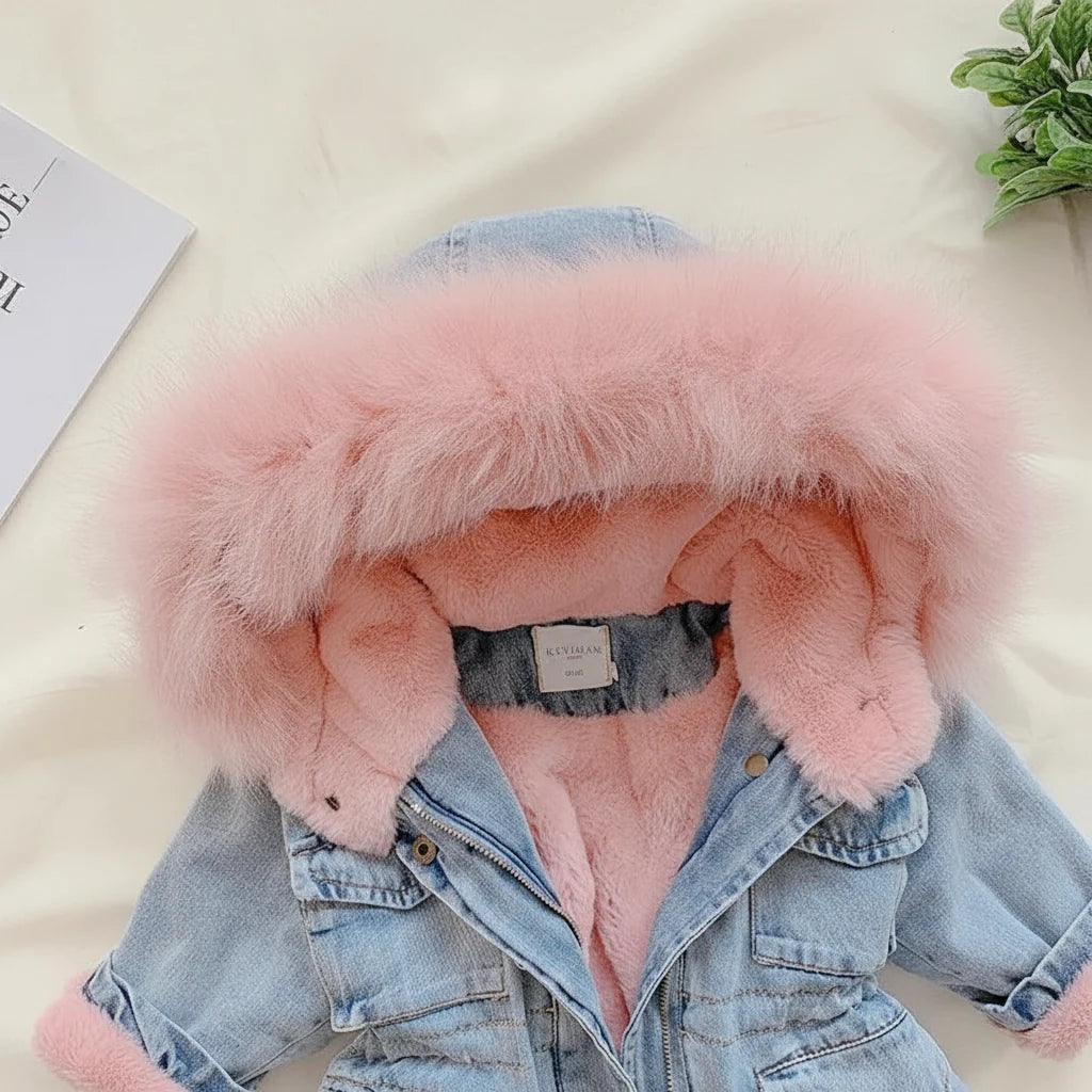 FurDream – Denim Look – Winter Jacket with Hood