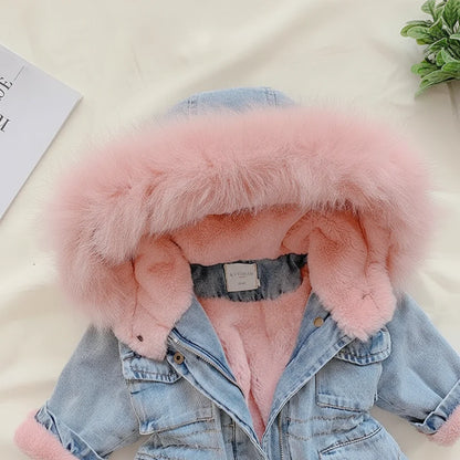 FurDream – Denim Look – Winter Jacket with Hood