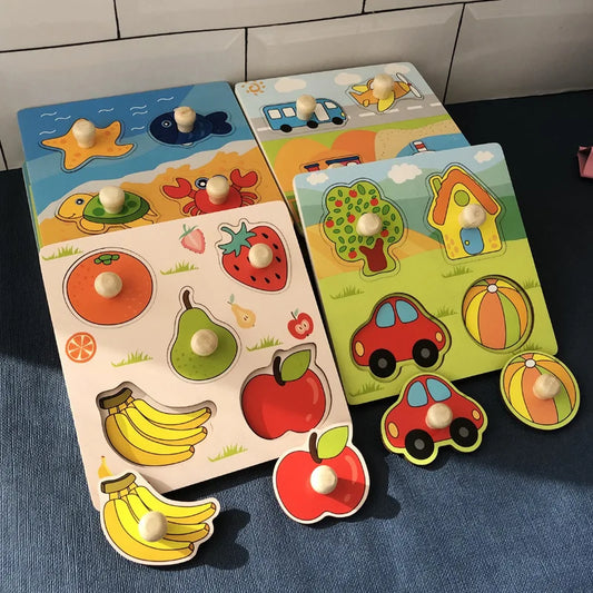 Kids Wooden Puzzle | Fruit Shapes | Fine Motor Unisex Design Cotton