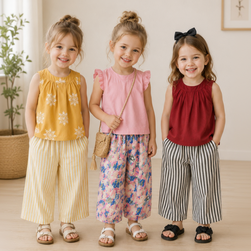 Sleeveless Tops & Pants – Soft & Stylish – Kids Clothing Summer Set